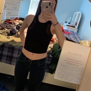 Black crop top with mesh